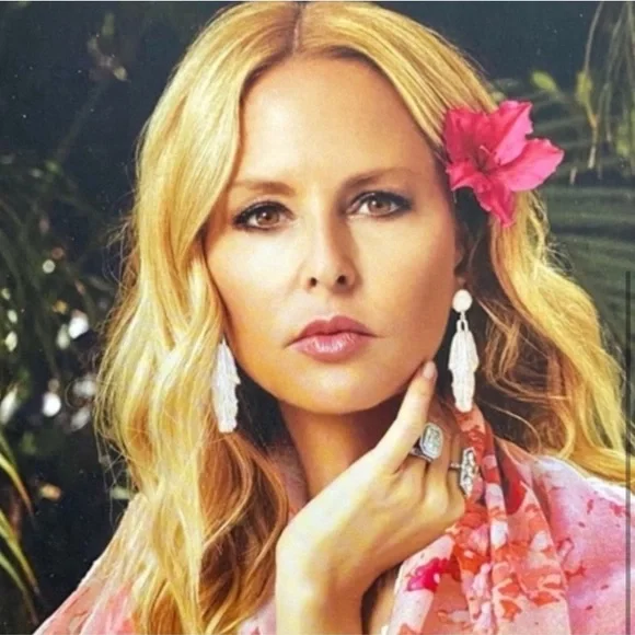 PANACEA Earrings Beaded Tassel I White I Metallic Gold Accents I Post Backings - Picture 3 of 11